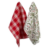 DII Holiday Mixed Dishtowel Set/2, Boughs of Holly
