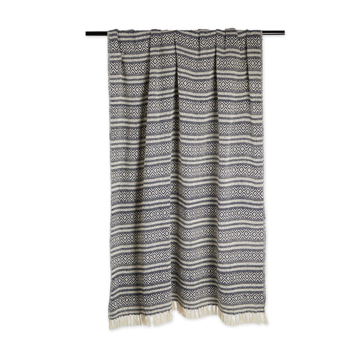 DII Adobe Stripe Cotton Throw Blanket, 50x60", Navy
