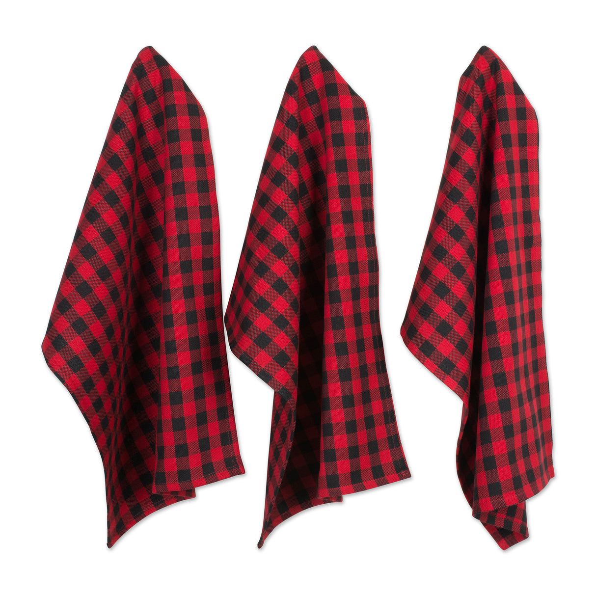 DII Tango Red Logger Check Dishtowel & Dishcloth Set/6