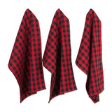 DII Tango Red Logger Check Dishtowel & Dishcloth Set/6