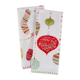 DII Christmas Printed Dishtowel Set 2 Piece, Holiday Trimmings