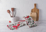 DII Holiday Printed Dishtowel Set 2 Piece, Sprigs Print
