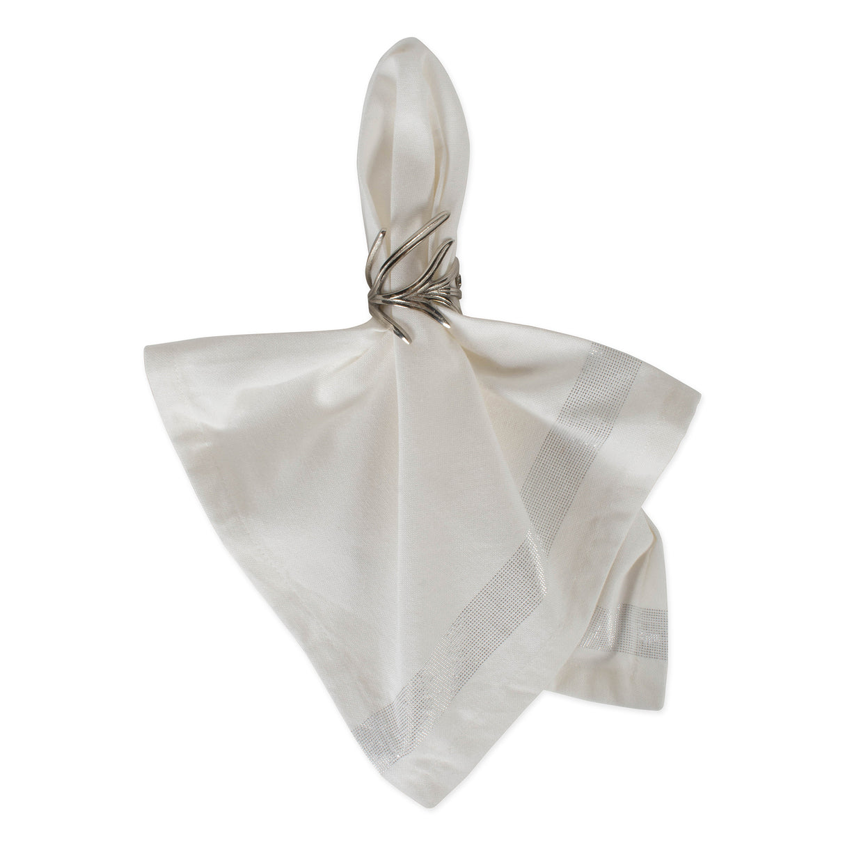 DII Christmas Stripe Napkin Set 6 Piece, Silver Metallic Stripe, 20x20"
