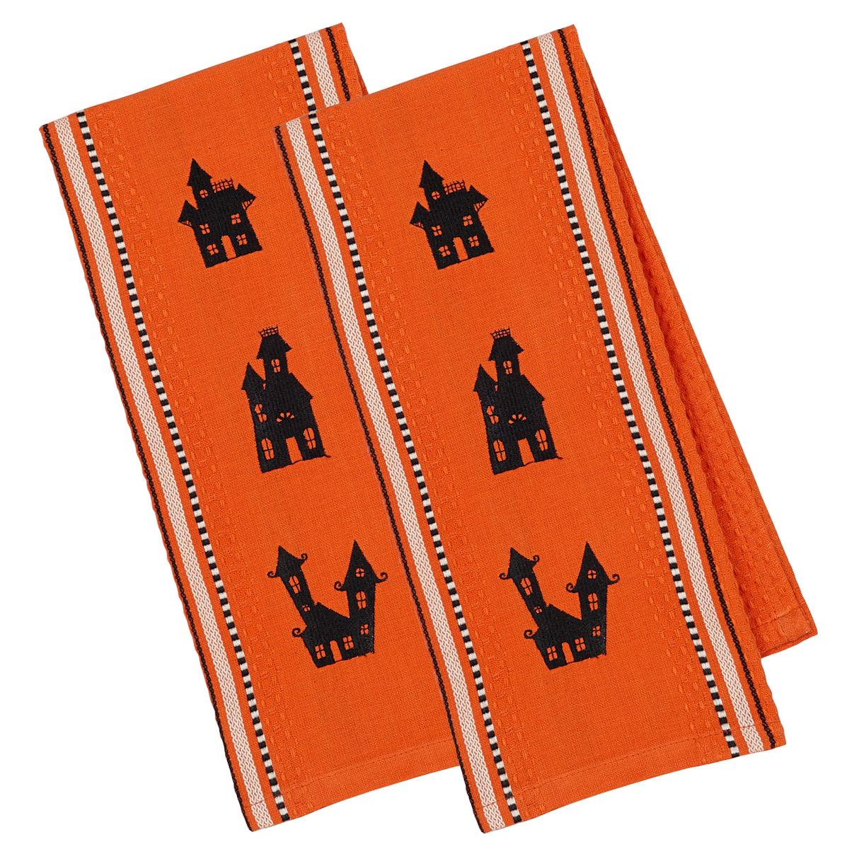 DII Halloween Dishtowel Set/2, Haunted Houses