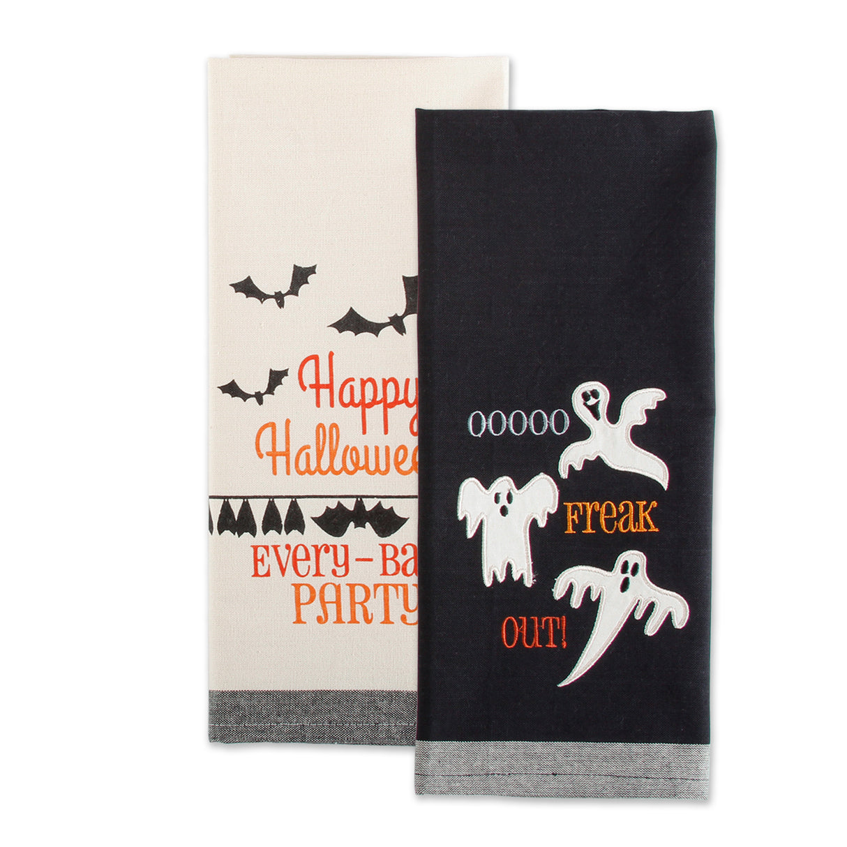 DII Halloween Dishtowel Set/2, Bats & Ghosts