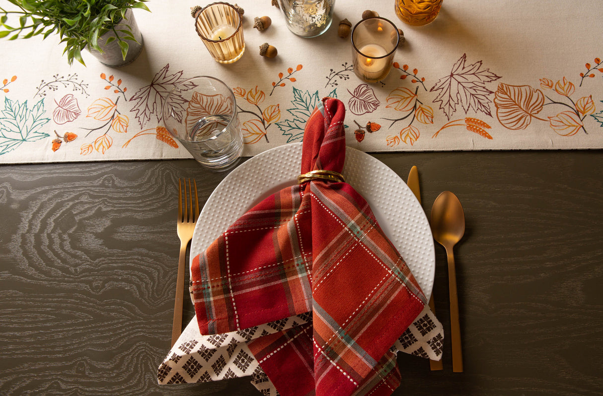 DII Autumn Plaid Napkin Set/6, Autumn Spice