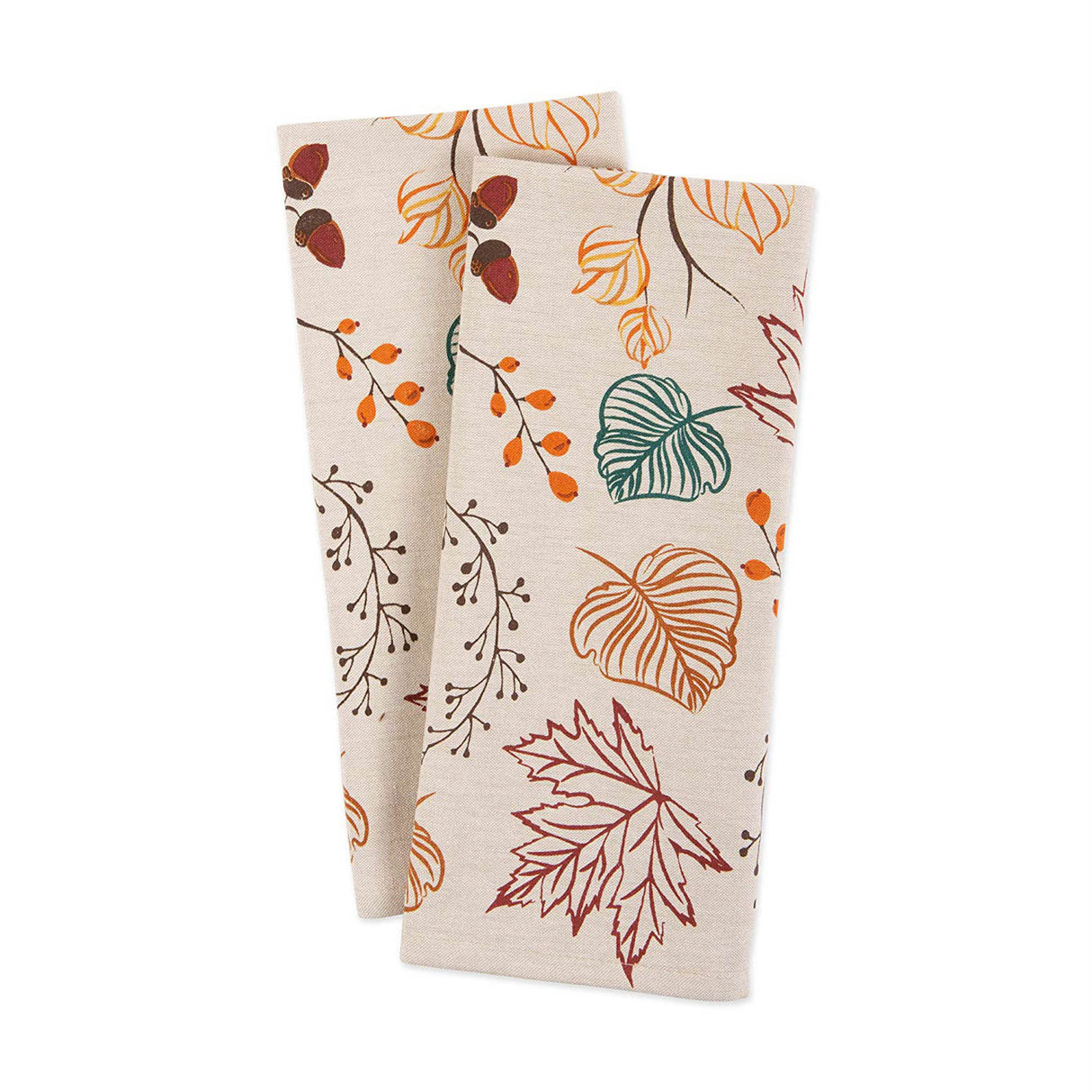 DII Assorted Fall Decorative Dishtowel Set/2, Autumn Leaves