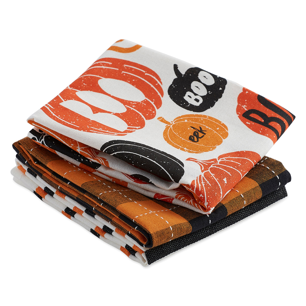 DII Halloween Mixed Dishtowel Set/3, Pumpkin Boo
