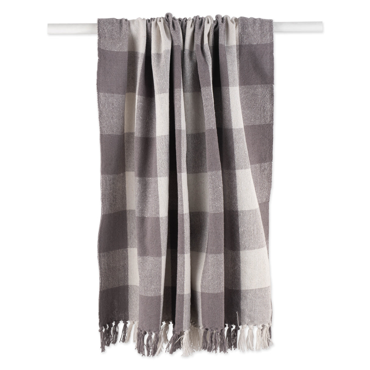 DII Buffalo Check Cotton 50x60-inch Throw Blanket, Gray/White
