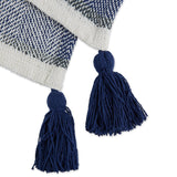 DII 2-Tone Chevron Stripe Cotton Throw Blanket, Navy