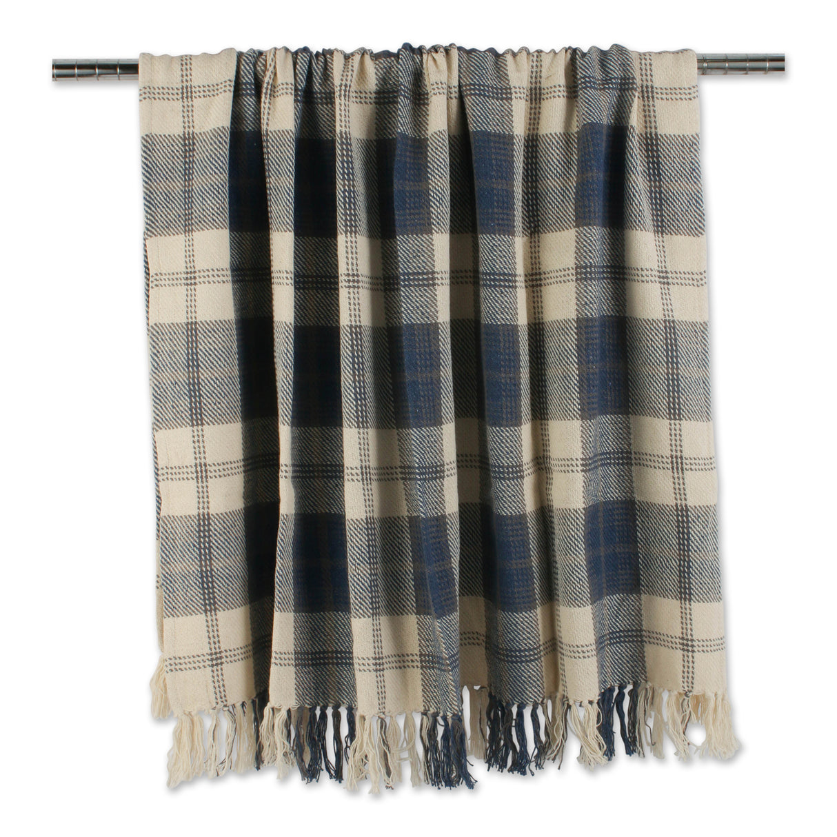 DII Farmhouse Plaid Cotton Throw Blanket, 50x60-Inch, French Blue