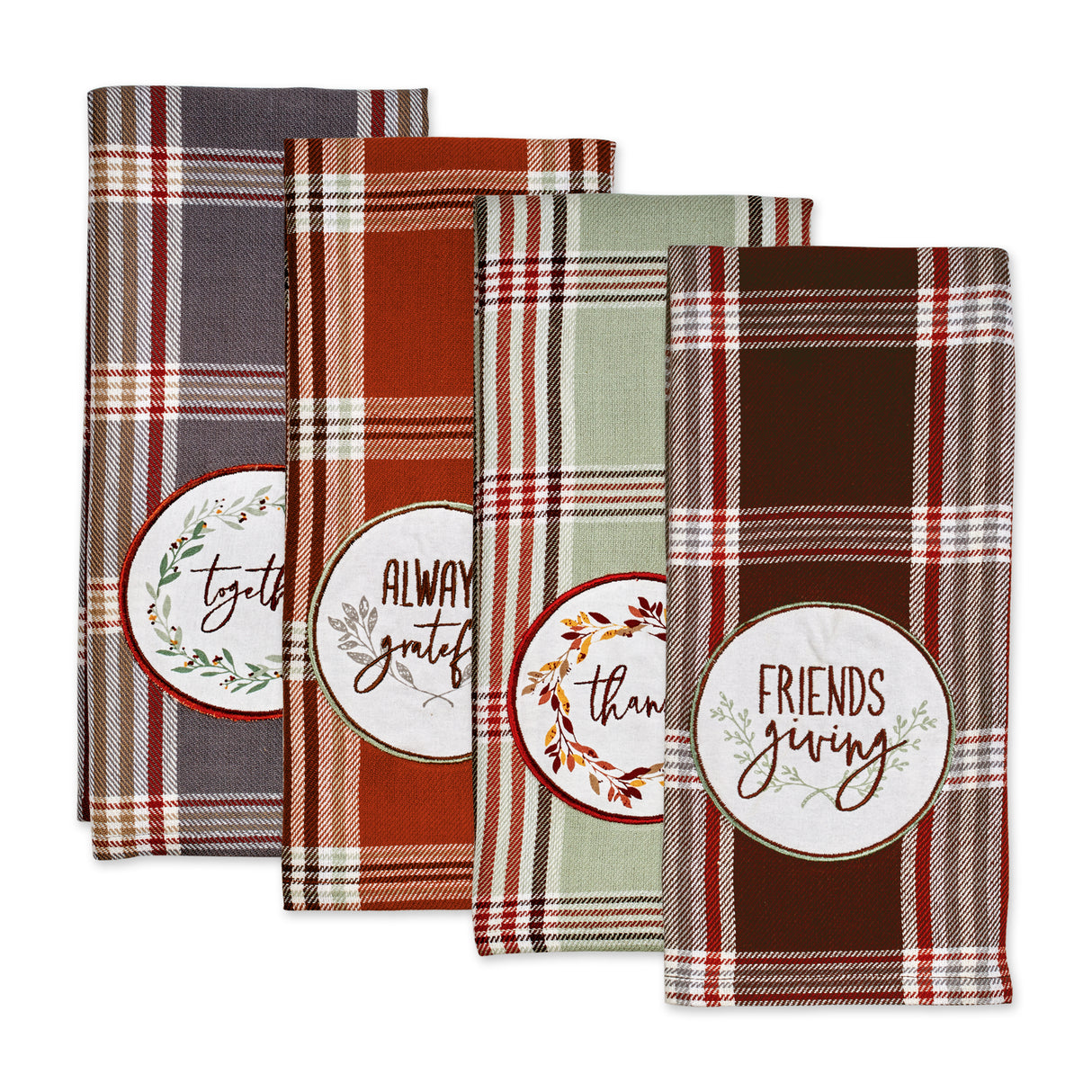 DII Asst Gathered Together Embellished Dishtowel Set/4