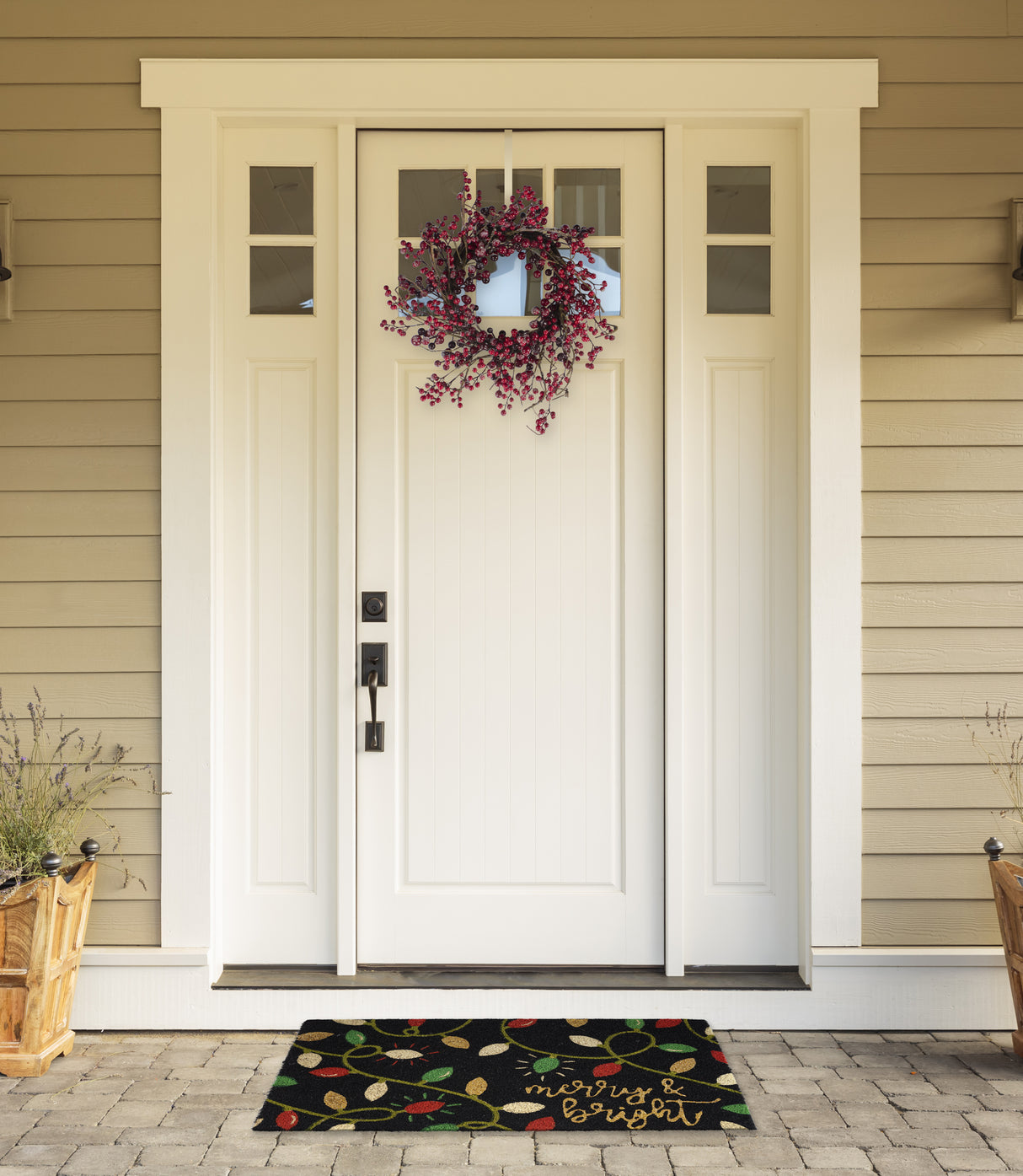 DII Christmas Coir Door Mat, Bright Lights