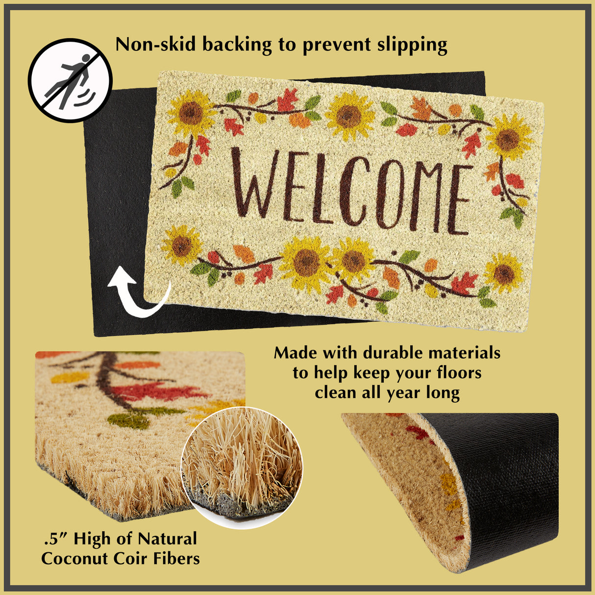 DII Christmas Coir Door Mat, No Humbugs