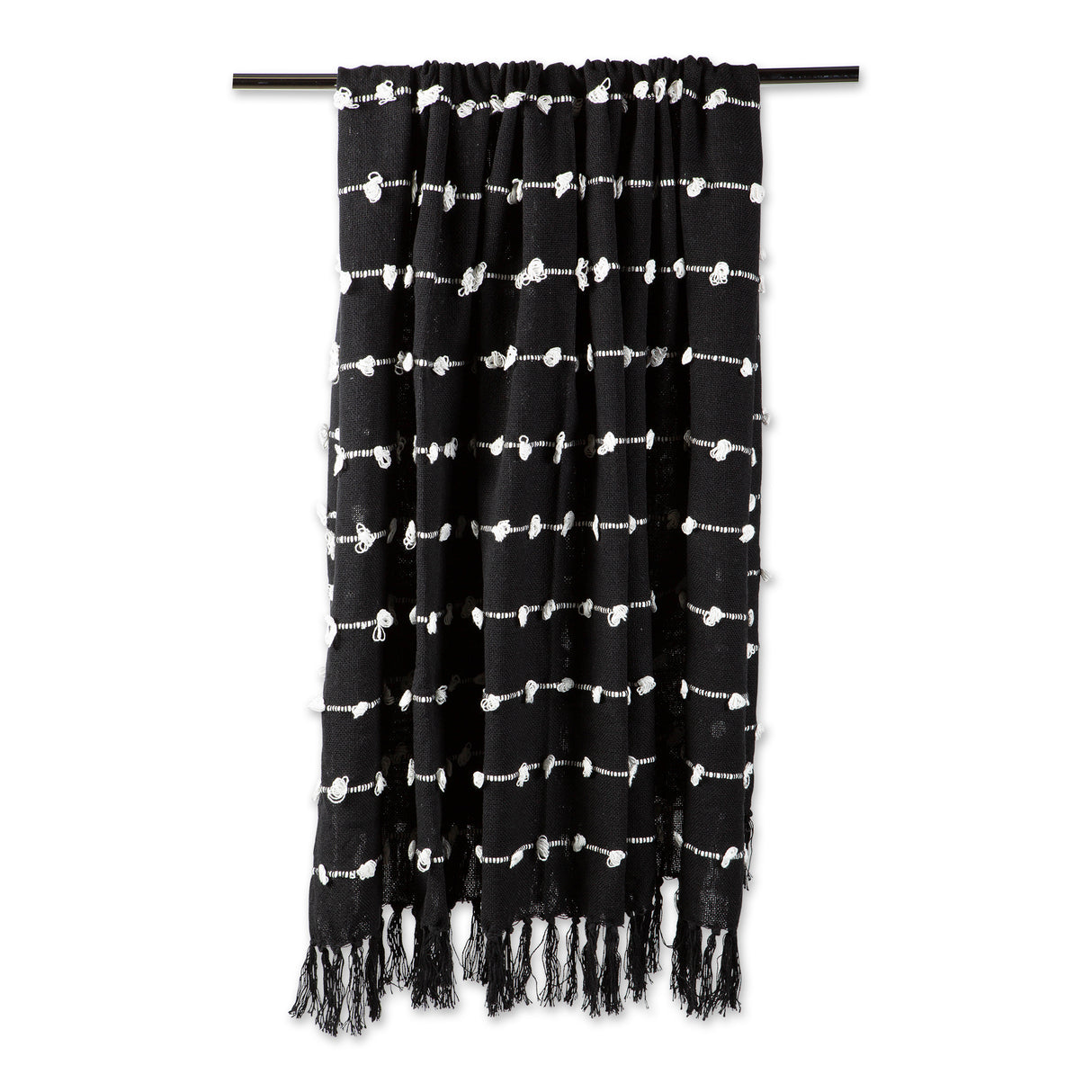 DII Woven Loop Cotton Throw Blanket, 50x60-Inch, Black