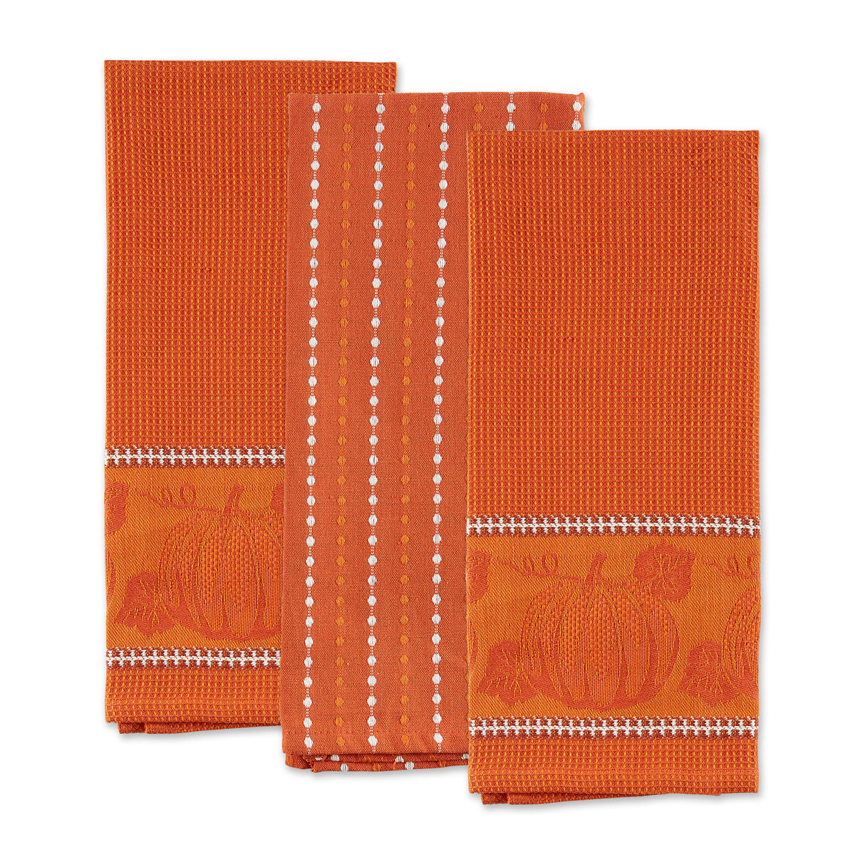 DII Burnt Orange Harvest Embellished Dishtowel Set/3
