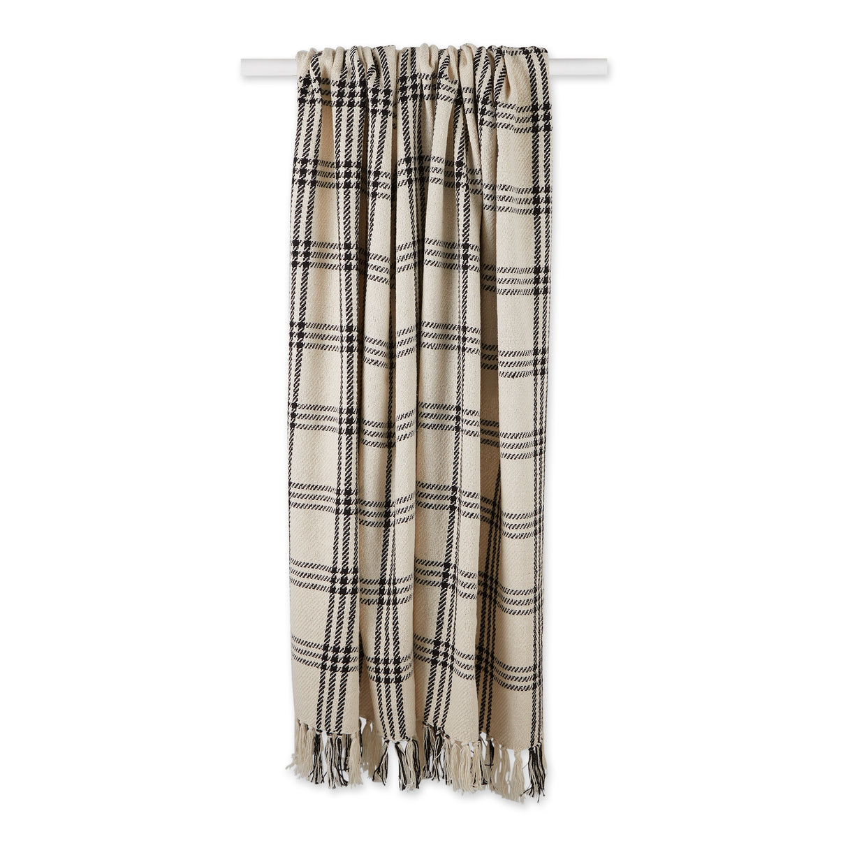 DII Modern Farmhouse Plaid Cotton Throw Blanket, 50x60-inch, Black
