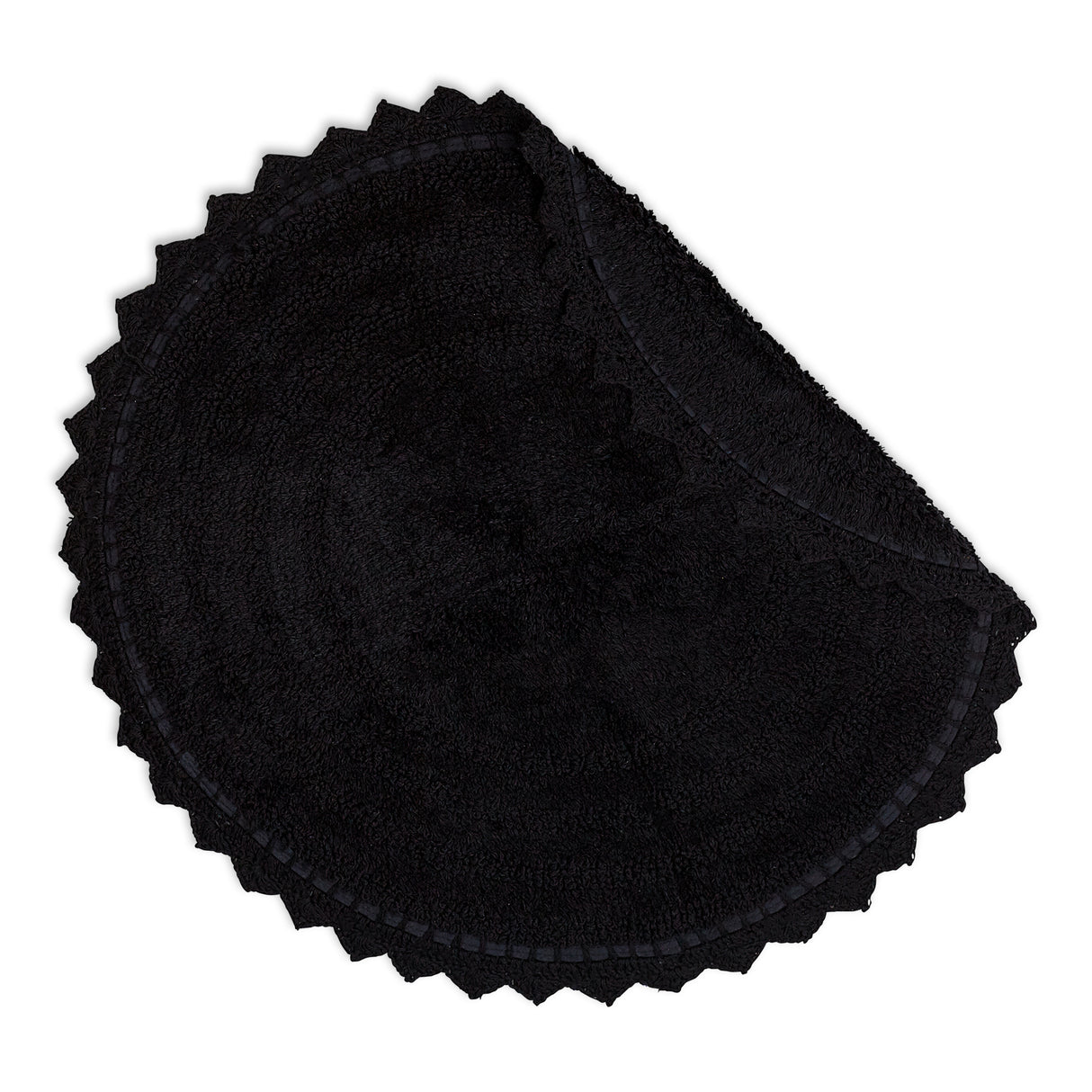 DII Crochet Bath Mat, Round, 27.5" Diameter, Black