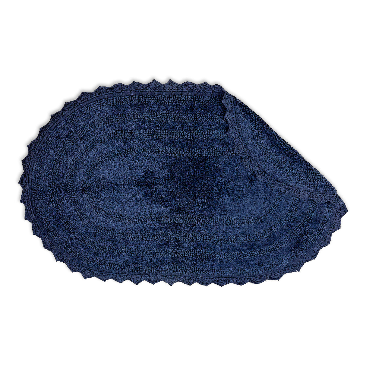 DII Crochet Bath Mat, Large Oval, 21x34", French Blue