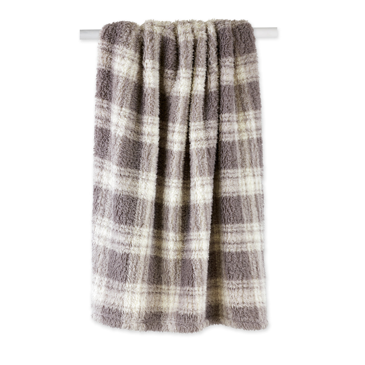 DII Gray Farmhouse Plush Plaid Throw