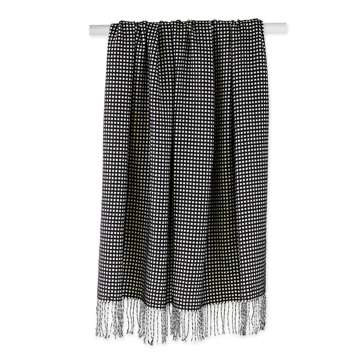 DII Acrylic Waffle 50x60" Throw Blanket, Black/White