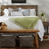 DII Acrylic Waffle 50x60" Throw Blanket, Antique Green/White