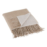 DII Acrylic Waffle 50x60" Throw Blanket, Stone/White