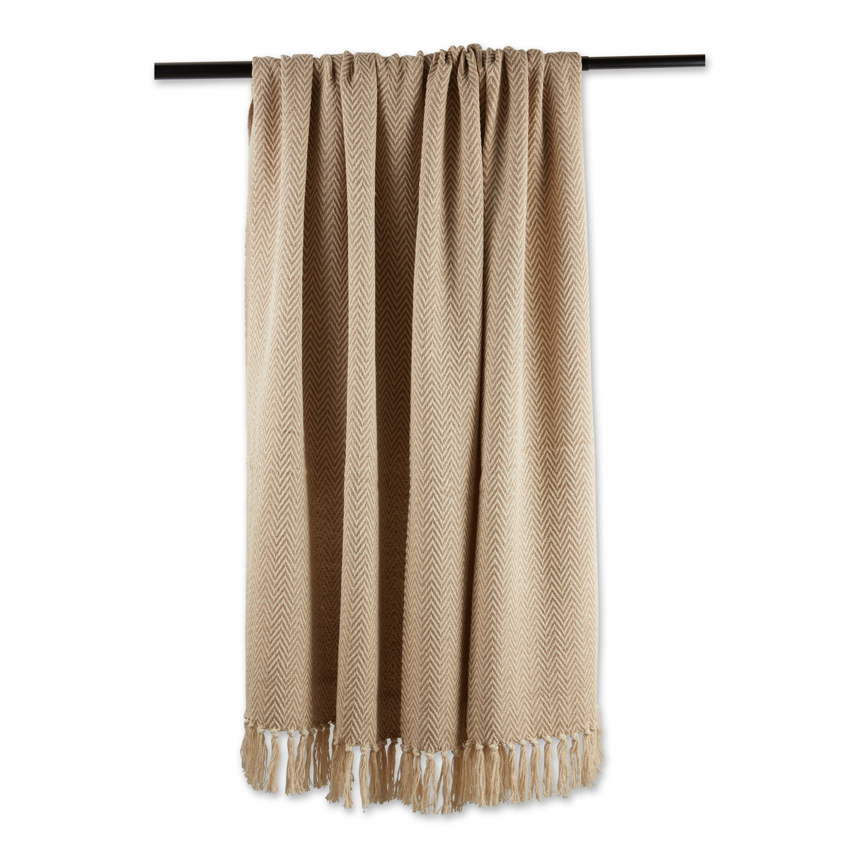 DII Handloom Chevron Cotton Throw Blanket, 50x60-Inch, Stone