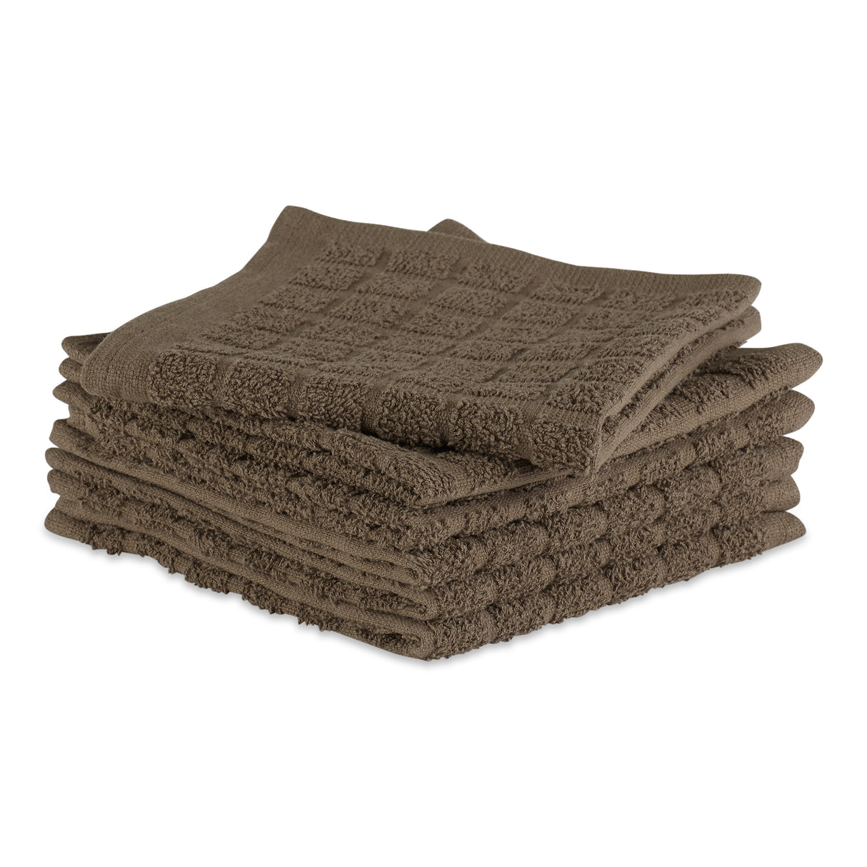 DII Windowpane Terry Dishcloth Set 6 Piece, Brown