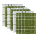 DII Windowpane Terry Dishcloth Set 6 Piece, Antique Green & White