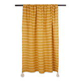 DII Slub Stripe Cotton 50x60-Inch Throw Blanket, Hand Tied Corner Tassels, Honey Gold