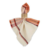 DII Autumn Plaid Napkin Set/6, Pumpkin Spice Border