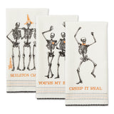 DII Halloween Printed Dishtowel Set/3, Skeletons