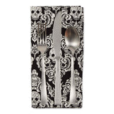 DII Halloween Printed Dishtowel Set/6, Black Skull Damask