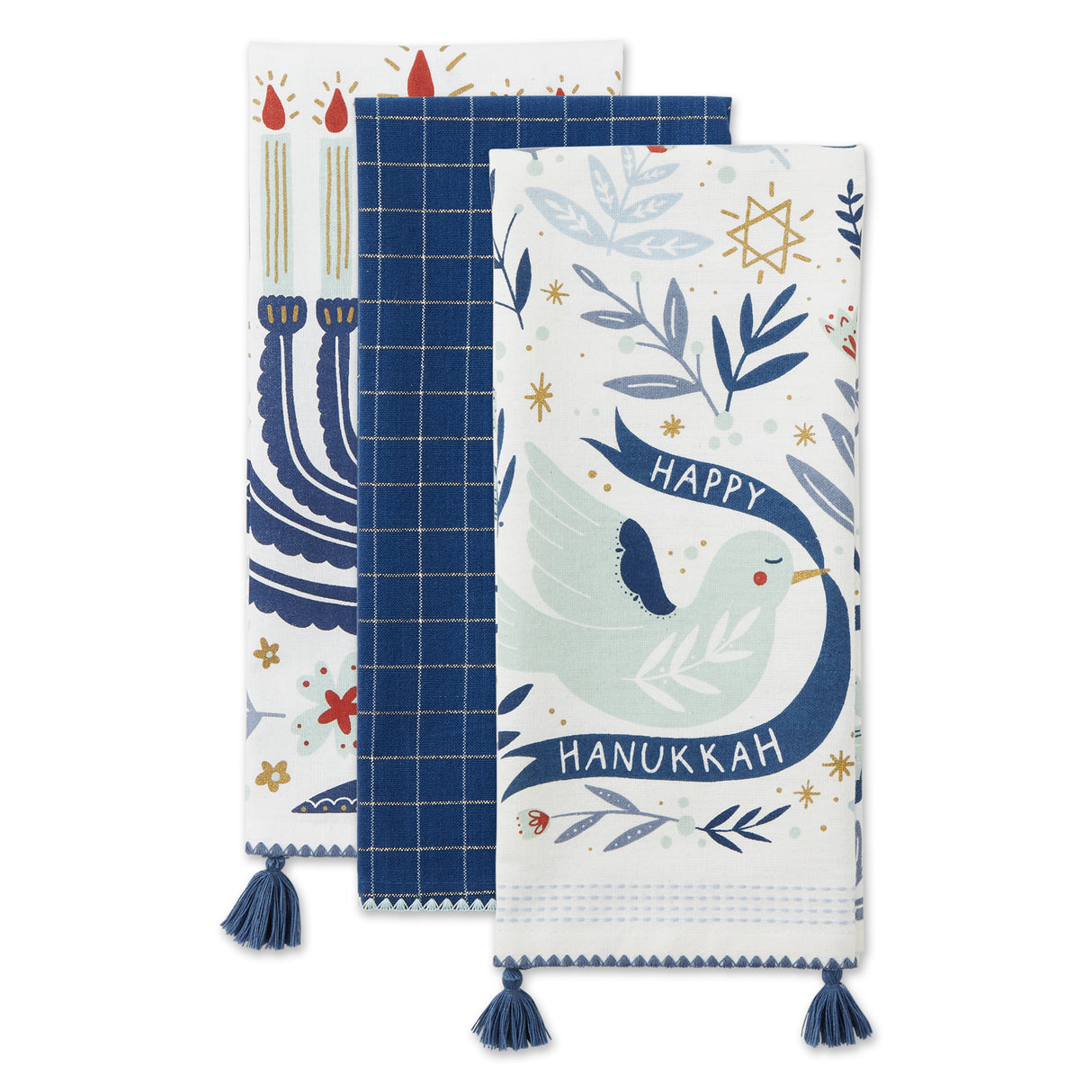 DII Christmas Embellished Dishtowel Set/3, Hanukkah