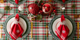 DII Yuletide Plaid Tablecloth 70 Round