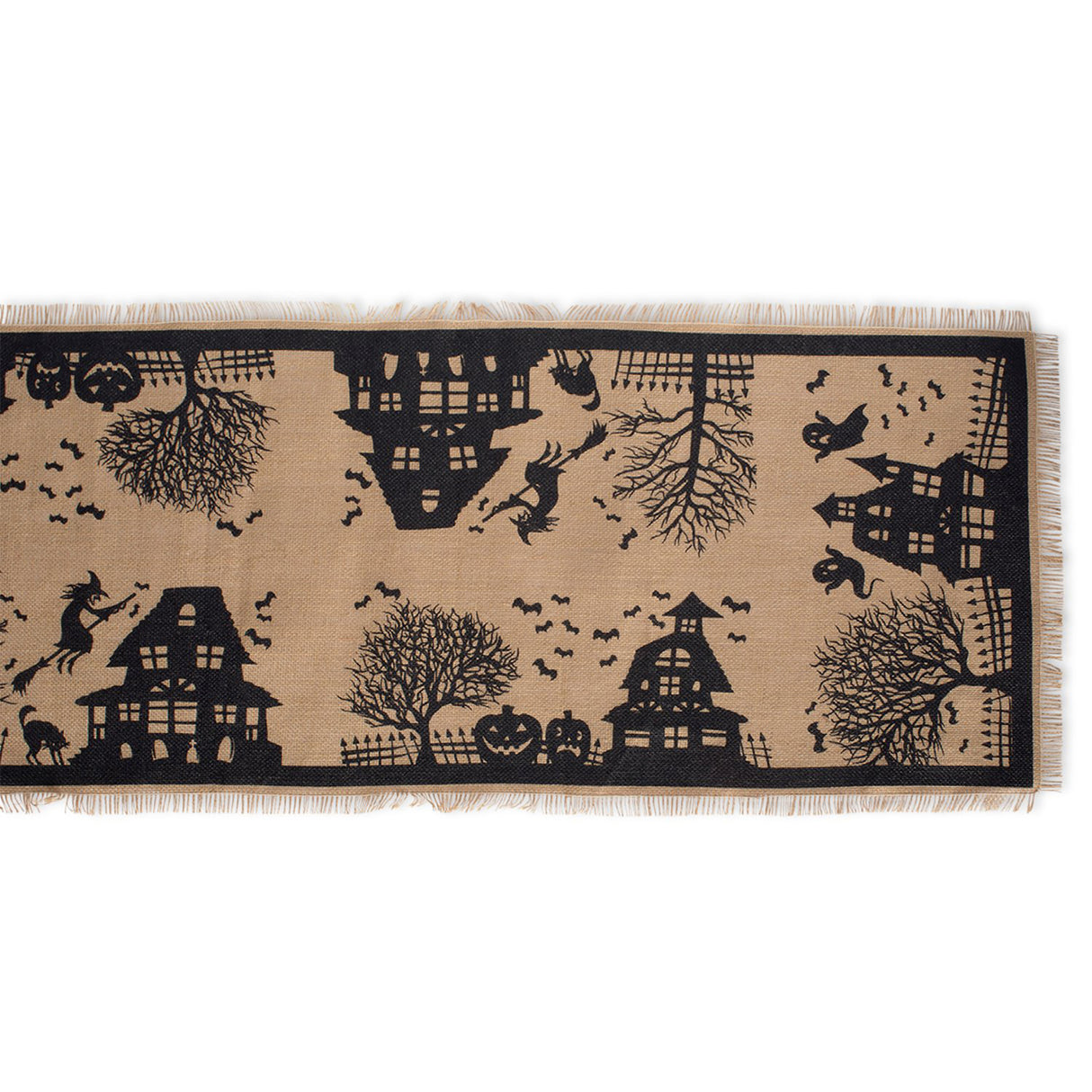 DII Haunted House Burlap Table Runner 14x113