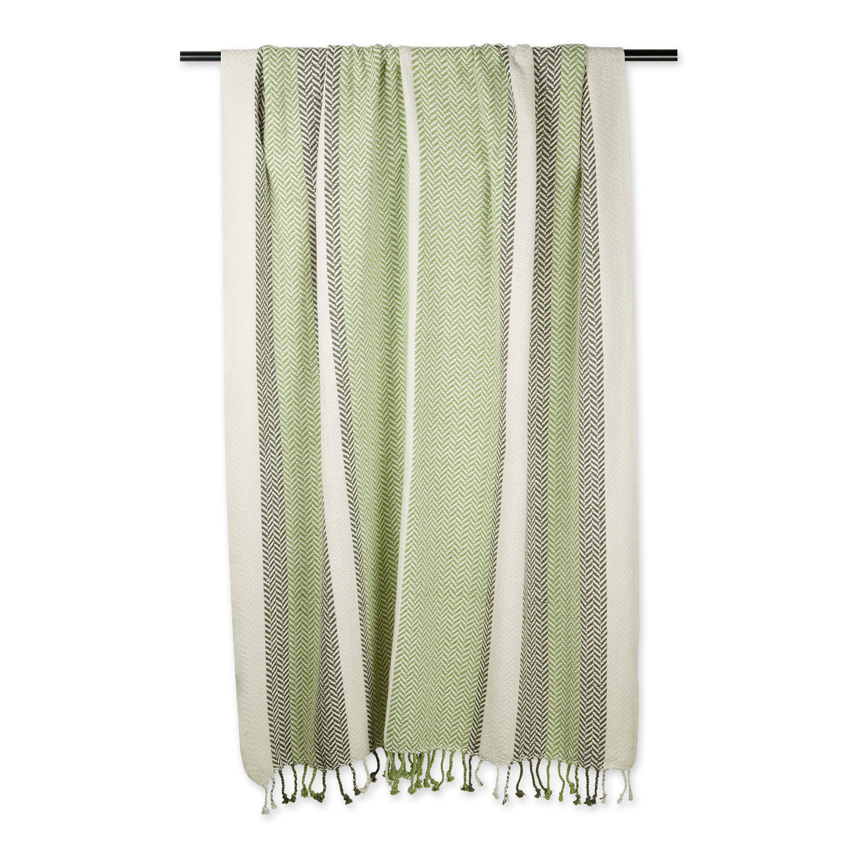 DII Ivory Antique Green & Sage Bold Herringbone Throw