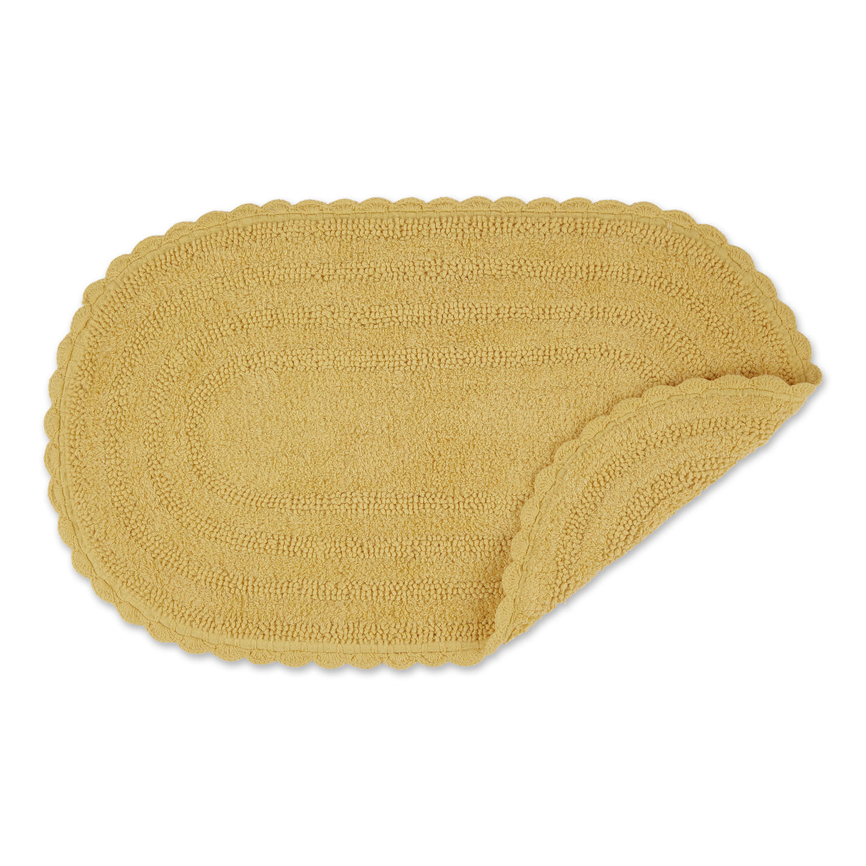 DII Crochet Bath Mat, Large Oval, 21x34", Yellow