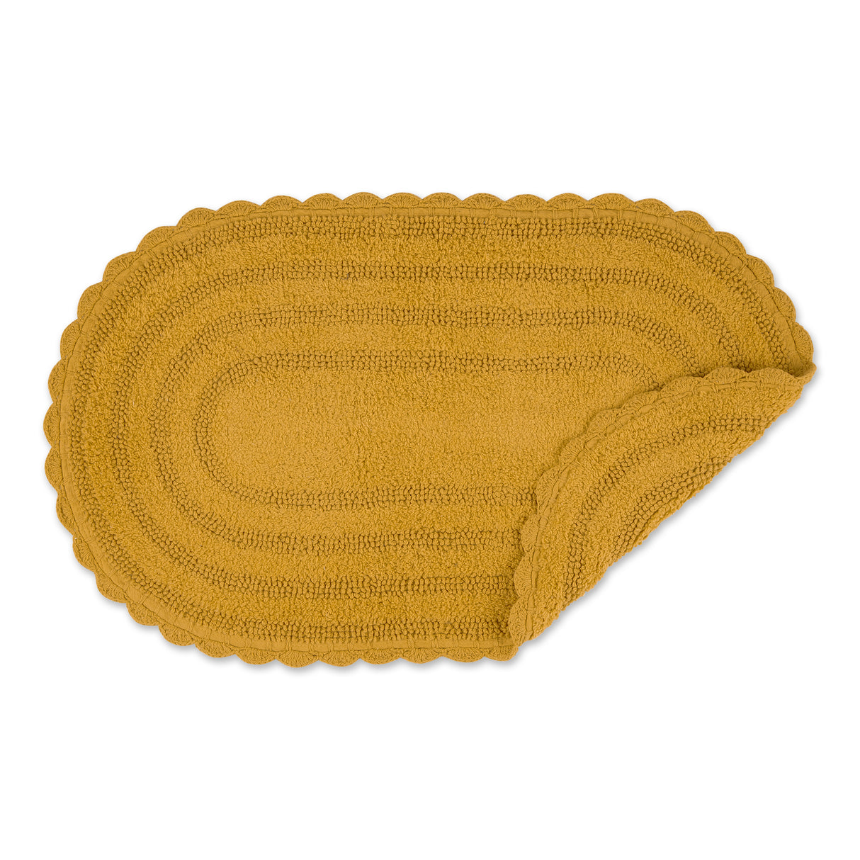 DII Crochet Bath Mat, Large Oval, 21x34", Honey Gold