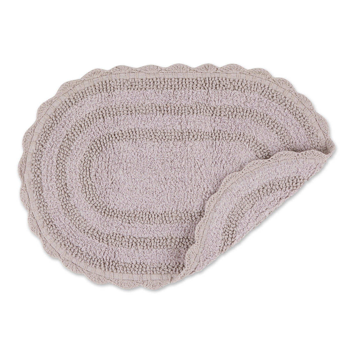 DII Crochet Bath Mat, Small Oval, 17x24", Dusty Lilac