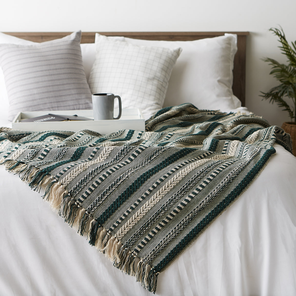 DII Braided Stripe Cotton 50x60-inch Throw Blanket, Dark Brown