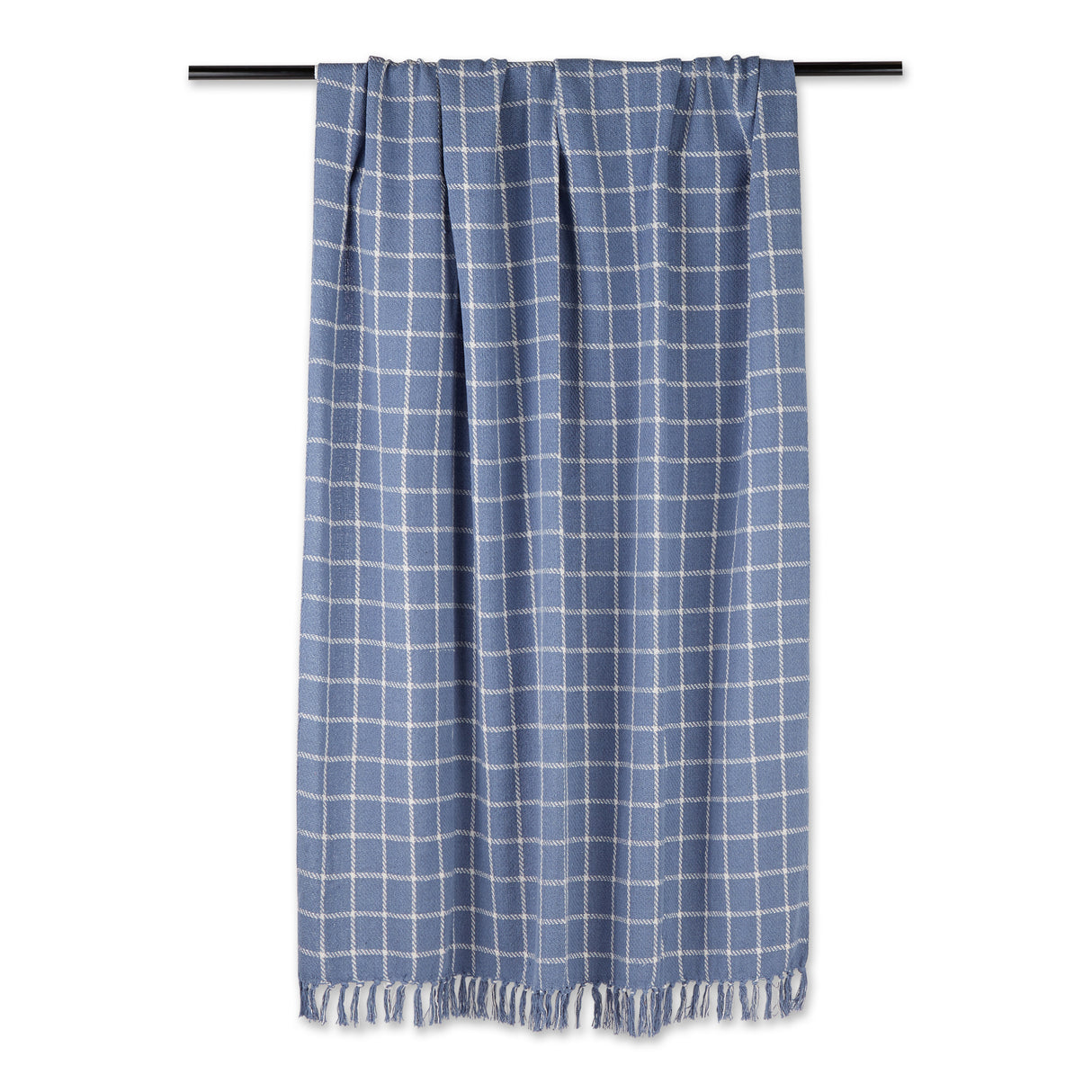 DII Cotton Checked Plaid Throw Blanket, 50x60-inch, Stonewash Blue