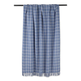 DII Cotton Checked Plaid Throw Blanket, 50x60-inch, Stonewash Blue