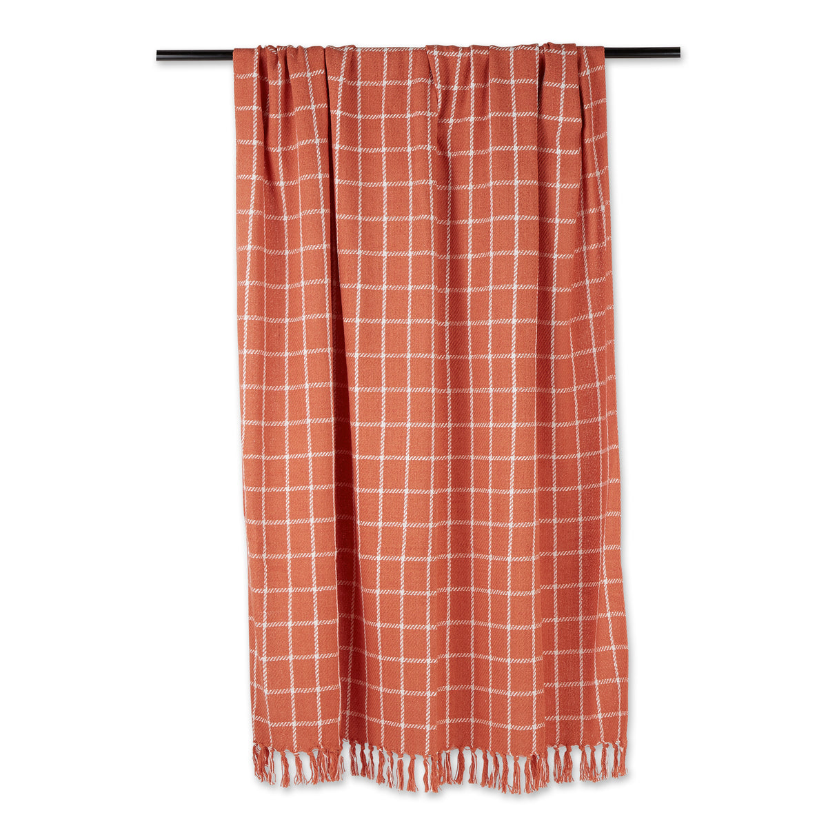 DII Cotton Checked Plaid Throw Blanket, 50x60-inch, Spice