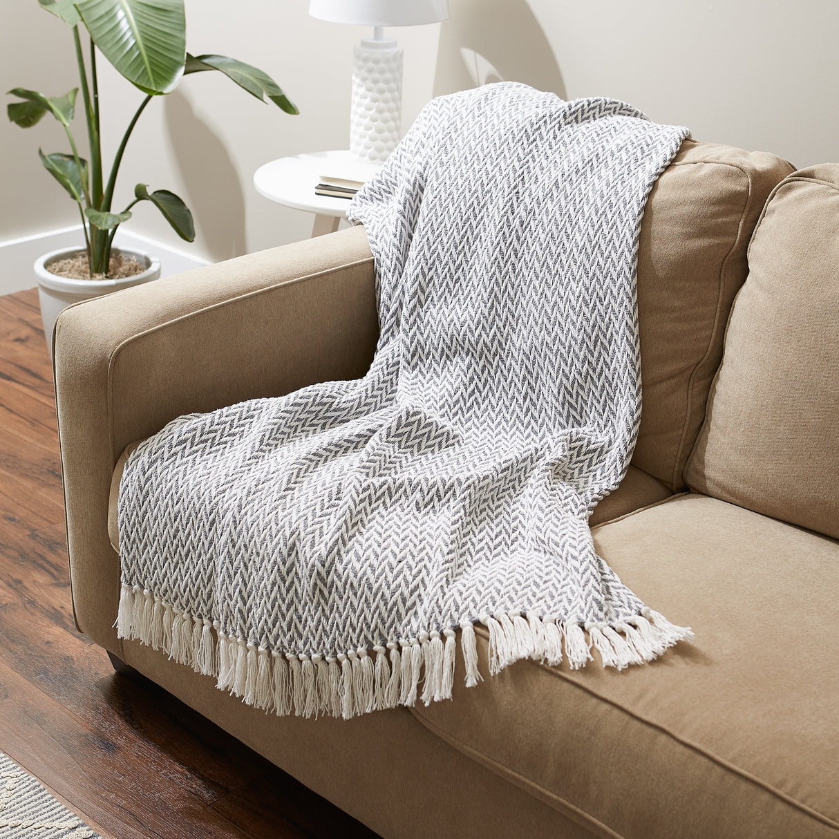 DII Zig-Zag Cotton 50x60-Inch Throw Blanket, Gray