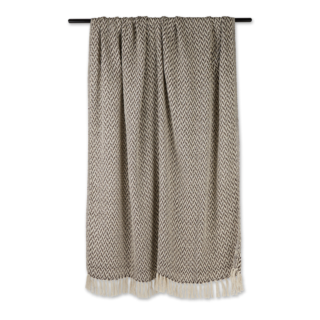 DII Zig-Zag Cotton 50x60-Inch Throw Blanket, Dark Brown