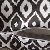 DII Outdoor Pillow Covers, 18x18", Set/2, Black Ikat