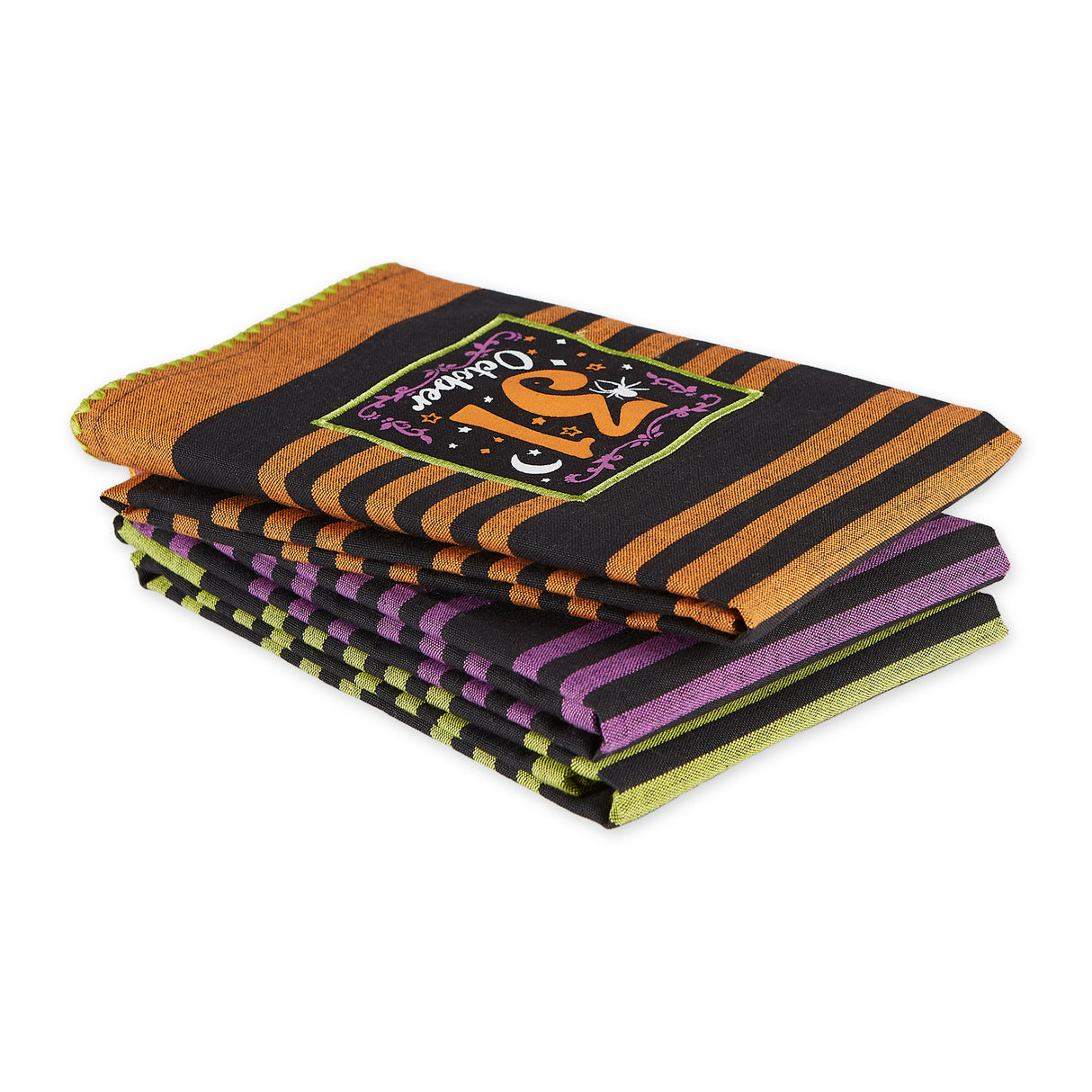 DII Asst Halloween Embellished Dishtowel Set/3, Hocus Pocus