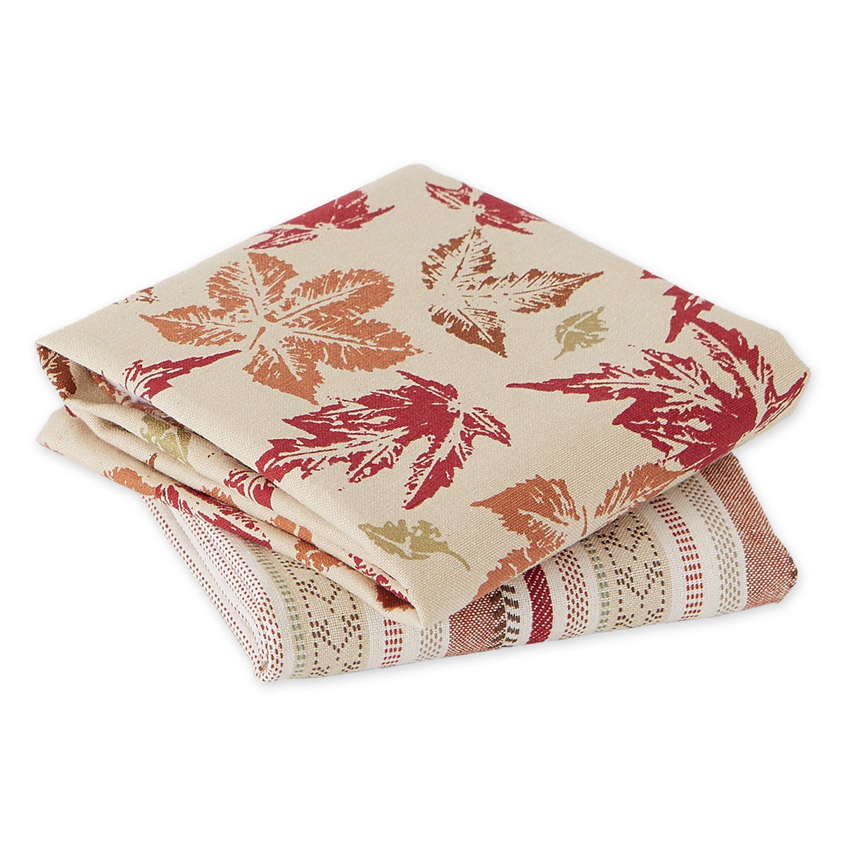 DII Assorted Fall Dishtowel Set/2, Rustic Leaves